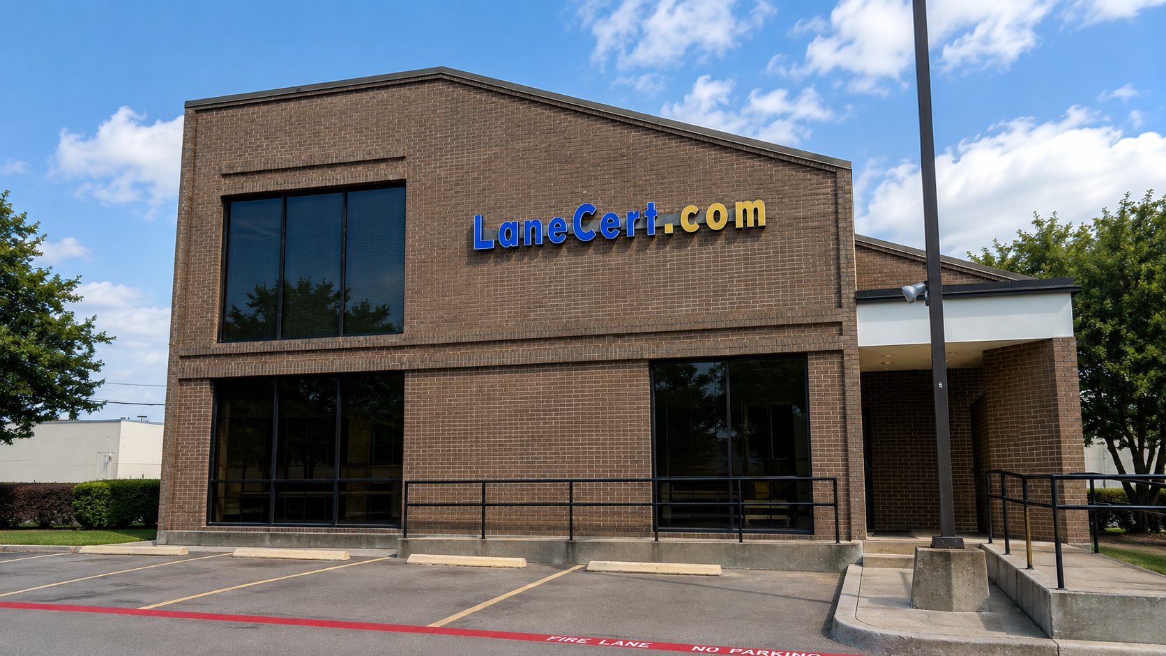 Exterior del centro de capacitación de LaneCert en Plano, Texas.